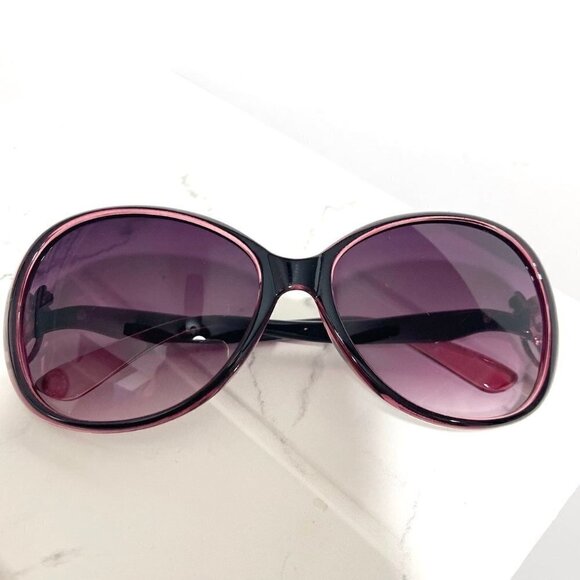 Purple Oversized Sunglasses Silver Butterfly Detail on Sides New in Case main image 3